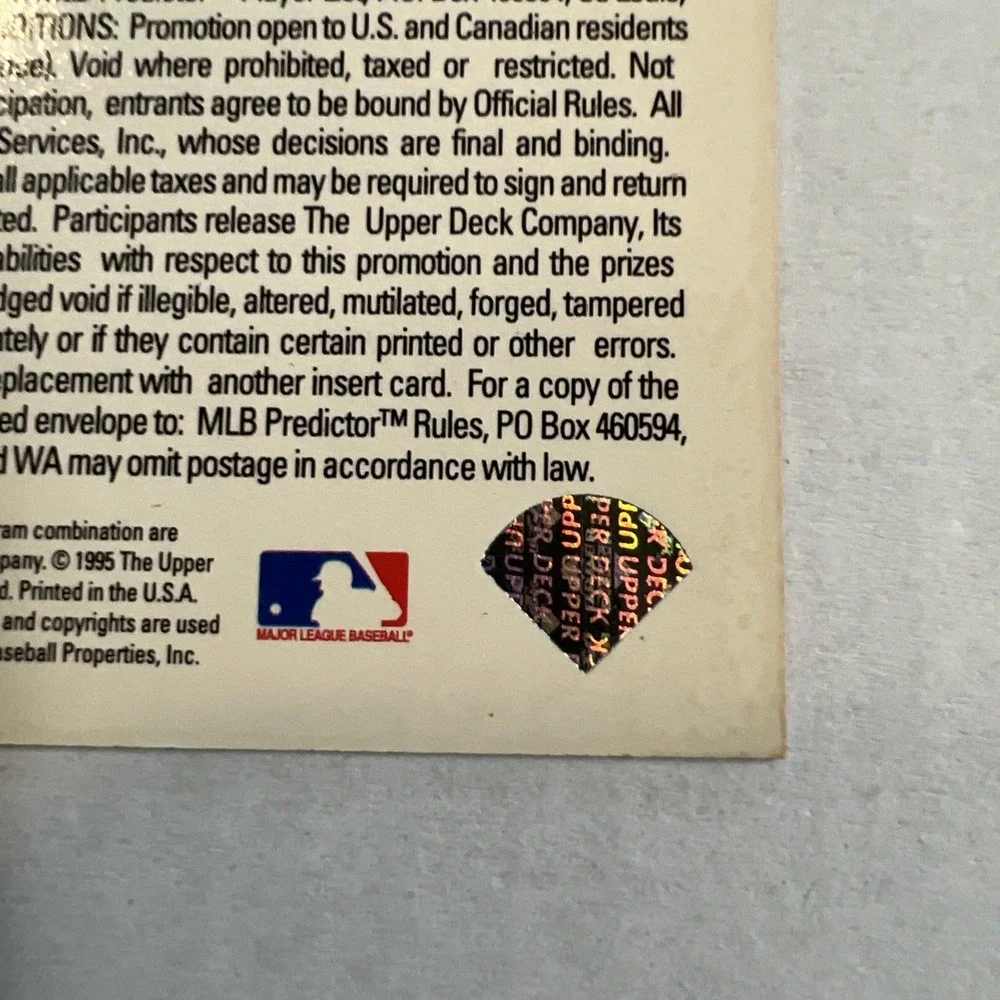 1995 Upper Deck Predictor Kirby Puckett R55 Batting Leader Minnesota Twins MLB